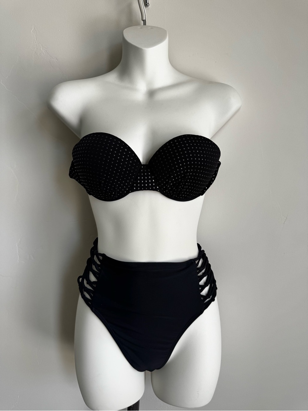 Xhilaration Black Studded Strapless Bikini Set